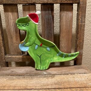 Christmas Dinosaur Plate, Hobby Lobby Christmas Dinosaur Plate, Dinosaur Decor
